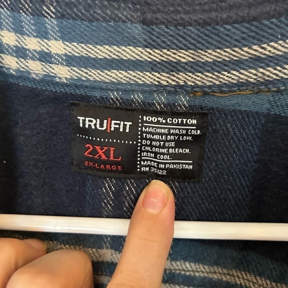 Tru Fit 2XL 100% Cotton Plaid Button-down - Picture 6 of 9